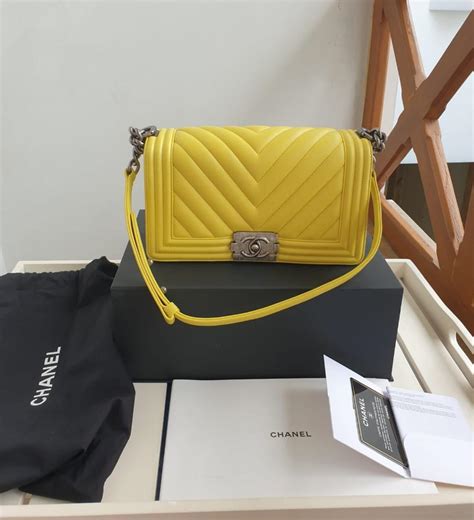 chanel boy chevron yellow